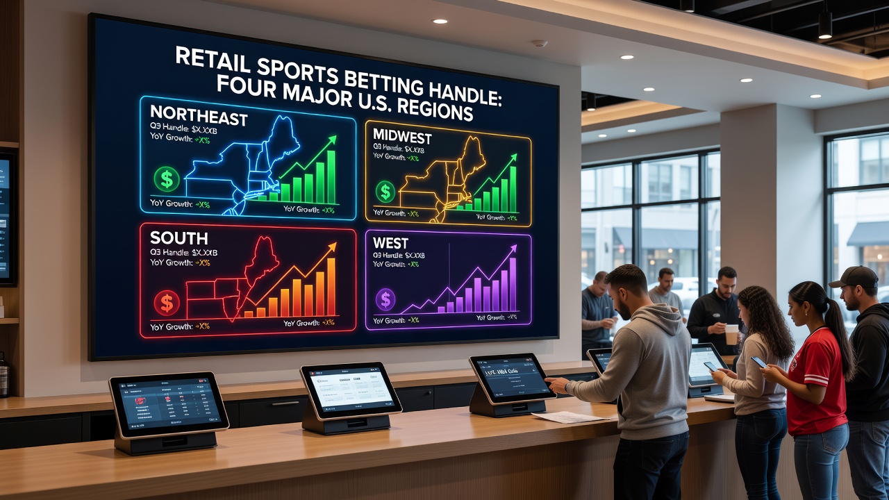 Infographic illustrating the 1 percent retail share of total sports betting handle in major U.S. markets by June 2026
